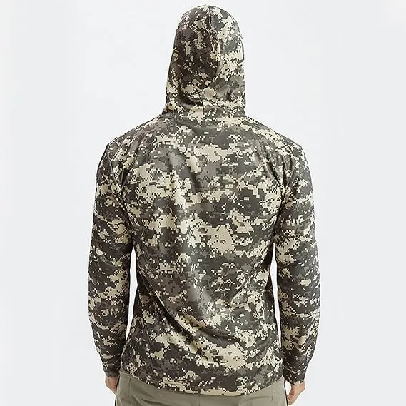2PCS Summer Tops for Men UV Sun Protection Hooded Camo Shirts Long Sleeve Quick-Dry Outdoor Tees Cooling Hoodies
