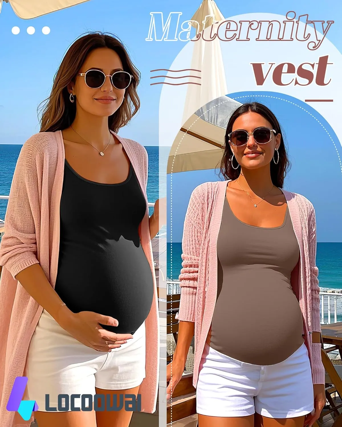 3 Pack Maternity Tank Tops Pregnancy Sleeveless Yoga Workout Cotton Shirts Scoop Neck Racer Back Athletic Tees