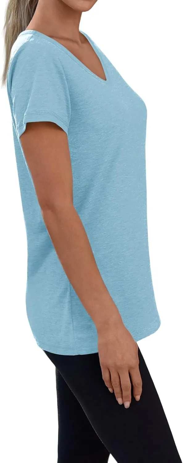3 Pack V Neck T Shirts for Women Short Sleeve Tshirts Summer Casual Tops Loose Fit Basic Tees