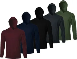 5 Pack Men's Long Sleeve Tees Quick Dry UV Protection Pullover Hoodies Gym Workout Outdoor Sports Athletic Shirts