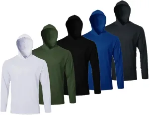 5 Pack Men's Long Sleeve Tees Quick Dry UV Protection Pullover Hoodies Gym Workout Outdoor Sports Athletic Shirts