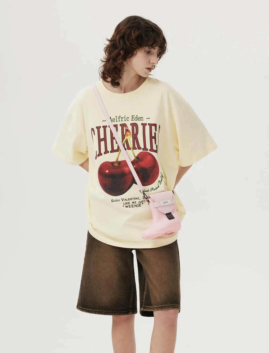 Aelfric Eden Oversized Graphic Tees Unisex Cherries Print T Shirts Casual Summer Short Sleeve Top Cotton Cute Tee Shirt
