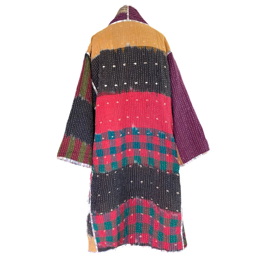 Aiukli cotton vintage quilted kantha coat One of a Kind
