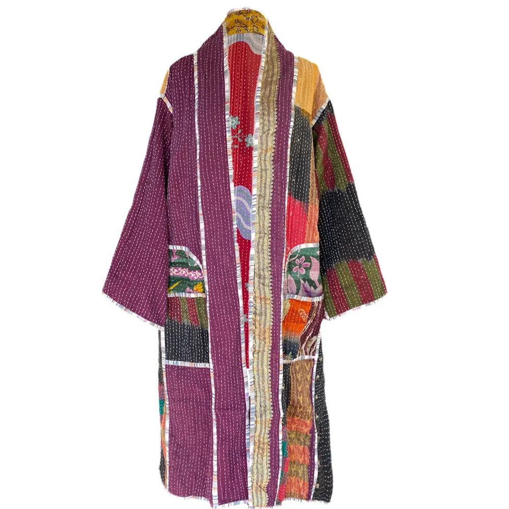 Aiukli cotton vintage quilted kantha coat One of a Kind