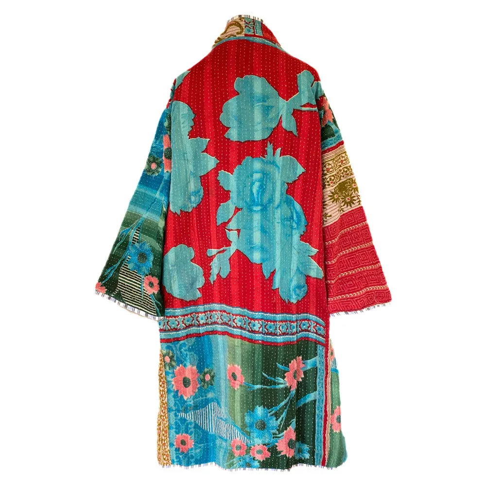 Aiukli cotton vintage quilted kantha coat One of a Kind