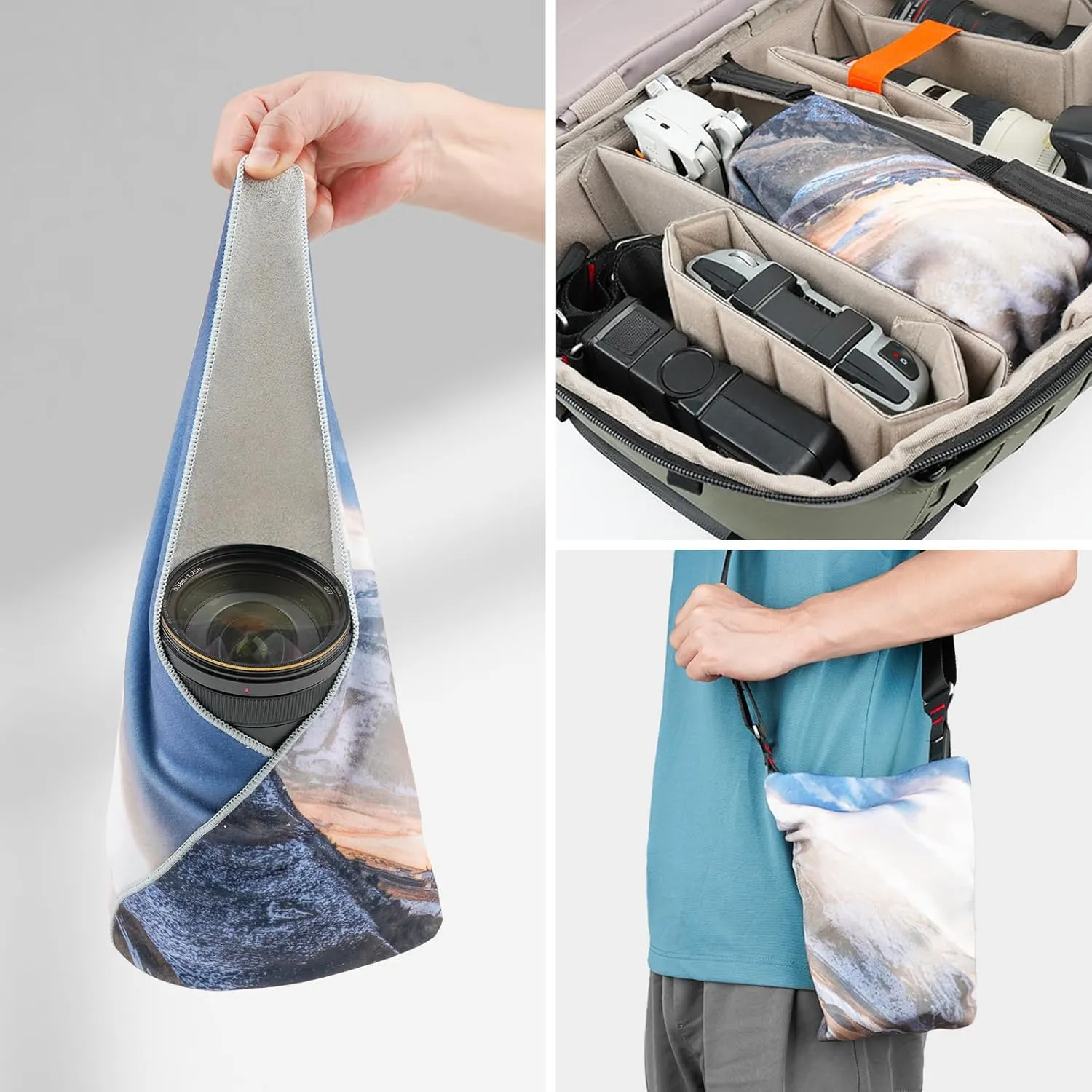 Besnfoto Magic Cloth Wrap Protective Camera Lens Wrap Anti-scratch Dust Proof Self-Adhesive Cloth Wrapper for DSLR/Phone/Laptop/Camera Accessories Flexible Protective Pouch Case
