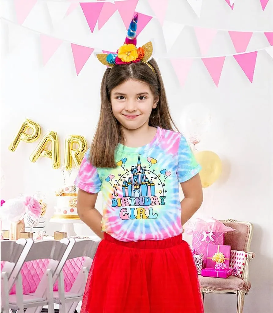 Birthday Girl Shirt Magical Castle Tshirt Birthday Shirts for Kids Funny Birthday Party Gift Tees Cute Graphic Tops