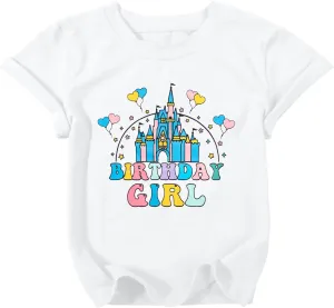 Birthday Girl Shirt Magical Castle Tshirt Birthday Shirts for Kids Funny Birthday Party Gift Tees Cute Graphic Tops