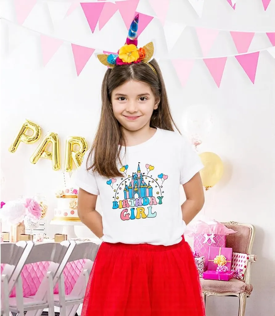 Birthday Girl Shirt Magical Castle Tshirt Birthday Shirts for Kids Funny Birthday Party Gift Tees Cute Graphic Tops
