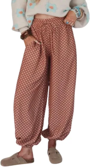 Boho Wide Leg Pants for Women  High Waisted Drawstring Joggers with Pockets Loose Lounge Pants