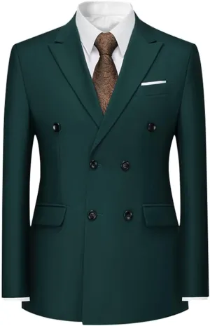 Boyland Mens Solid Color Notched Lapel Double Breasted Suit Jacket Blazer