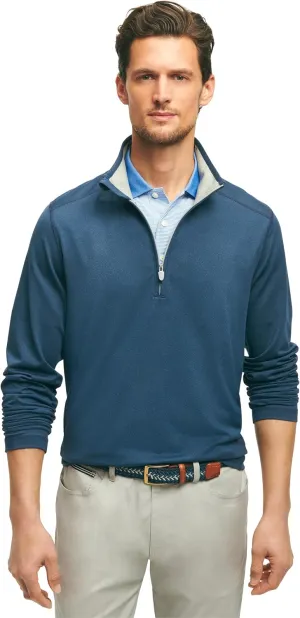 Brooks Brothers Men's Performance Stretch Long Sleeve Golf Half-Zip Sweater