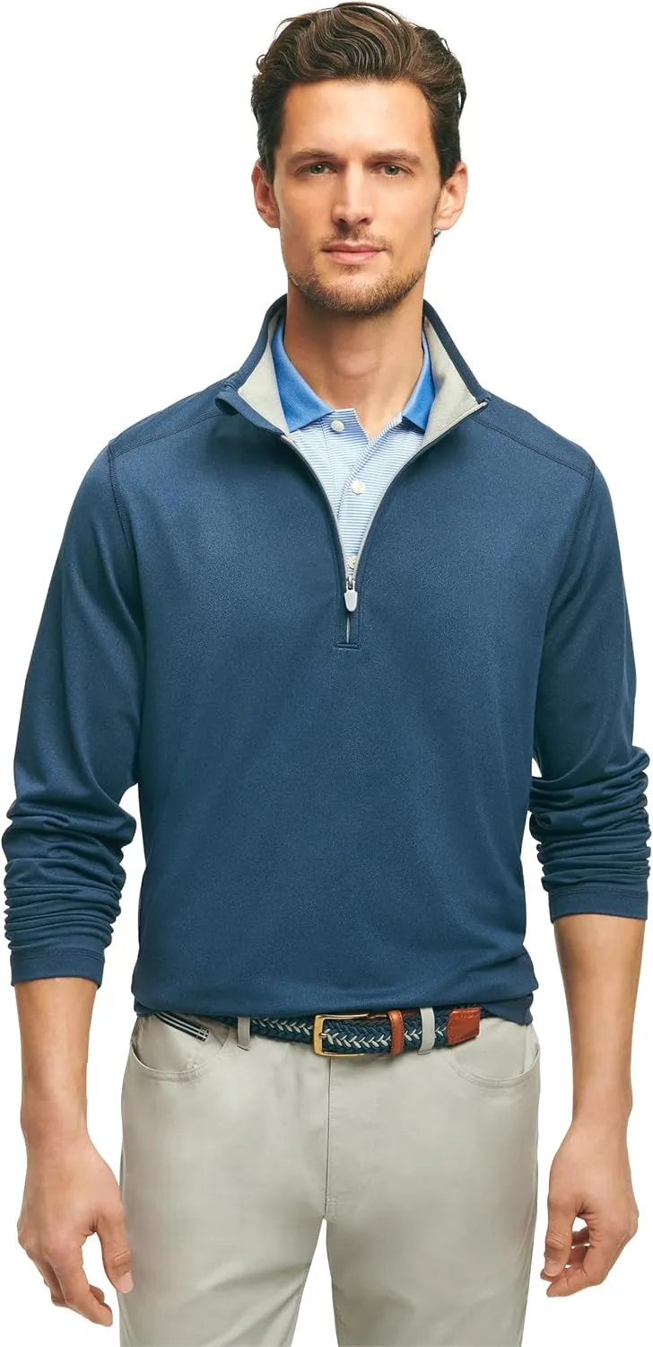 Brooks Brothers Men's Performance Stretch Long Sleeve Golf Half-Zip Sweater