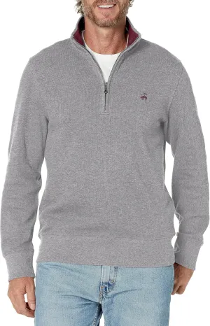 Brooks Brothers Men's Ribbed French Terry Long Sleeve Half-Zip Sweater