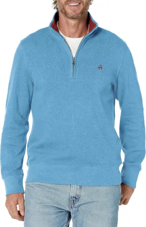 Brooks Brothers Men's Ribbed French Terry Long Sleeve Half-Zip Sweater