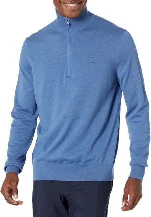 Brooks Brothers Men's Supima Cotton Half-Zip Logo Sweater