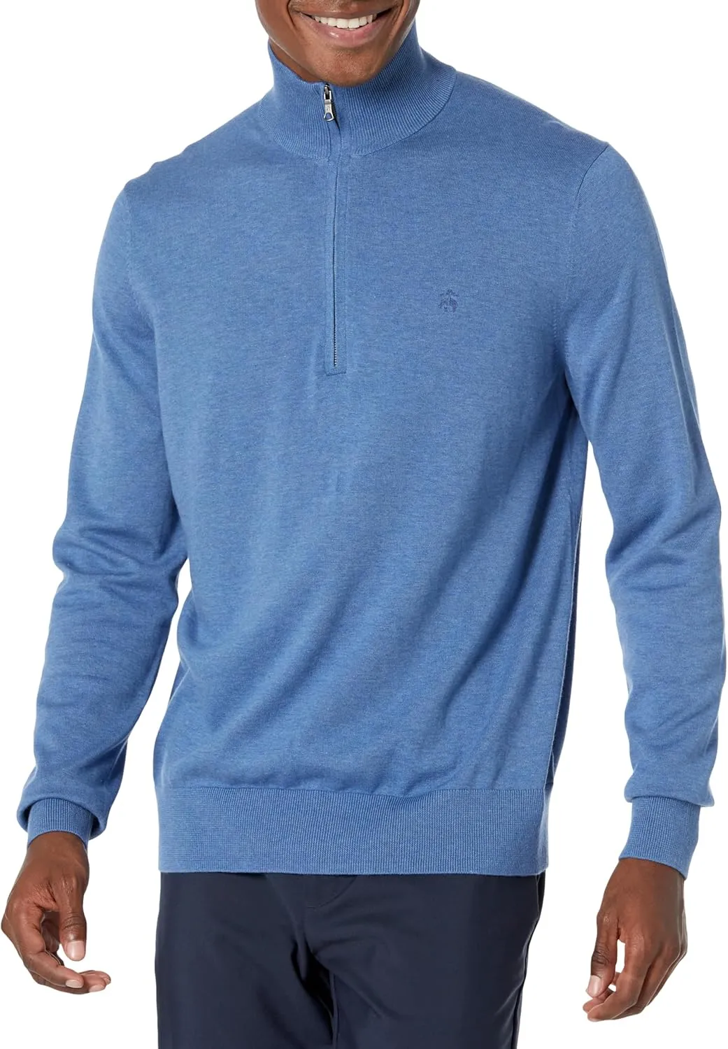 Brooks Brothers Men's Supima Cotton Half-Zip Logo Sweater