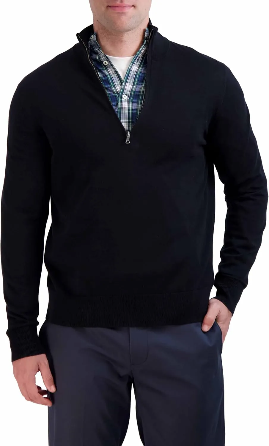 Brooks Brothers Men's Supima Cotton Half-Zip Logo Sweater