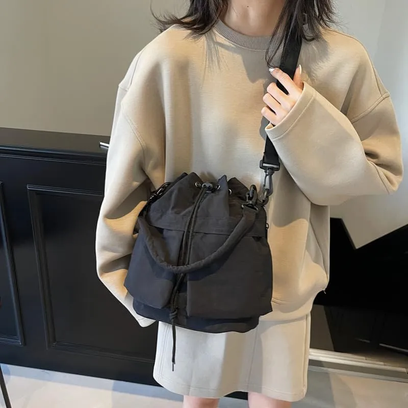 Bucket Shoulder Bag for Women Large Capacity Tote with Minimalist Design for Crossbody or Hand Carry in Casual Daily Use