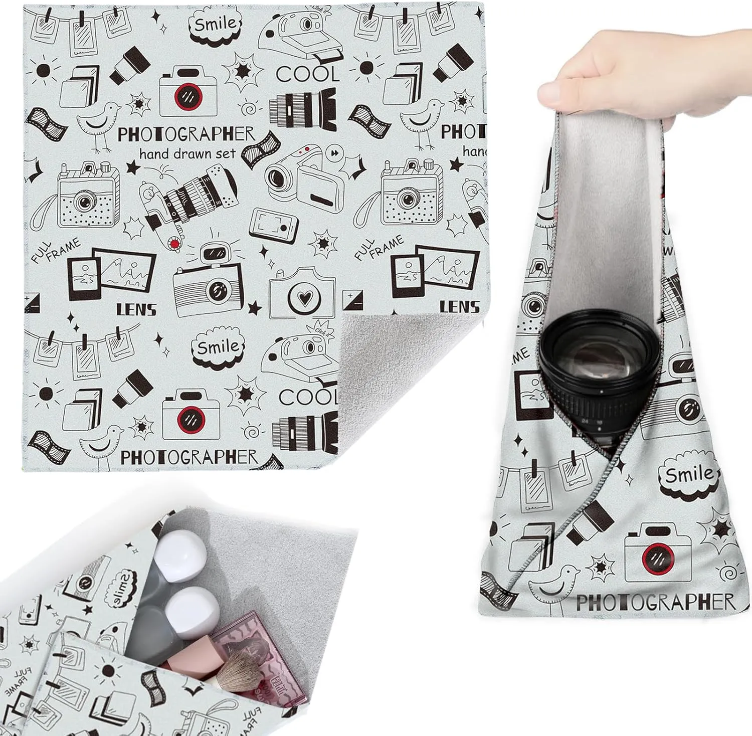 Camera Protective Wrap, 21.6"x21.6" Soft Foldable Magic Self Adhesive Cloth Anti-scratch Camera Lens Protector, Flexible Cloth Wrap Travel Accessories Wrapper for DSLR/Camera/Lens/Phone/Tablet