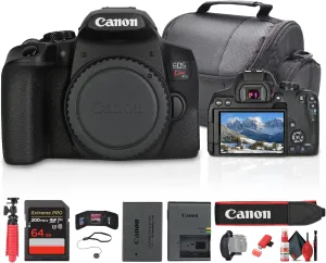 Canon EOS Kiss X10i / Rebel T8i DSLR Camera (Body Only) (3924C001)   64GB Memory Card   Camera Bag   Flexible Tripod   Cleaning Kit   Hand Strap   Card Wallet   Card Reader   Cap Keeper (Renewed)