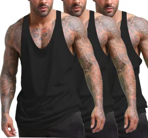 COOFANDY Men's 3 Pack Tank Tops Gym Workout Shirt Y-Back Sleeveless Muscle Fitness Bodybuilding Tank Shirts