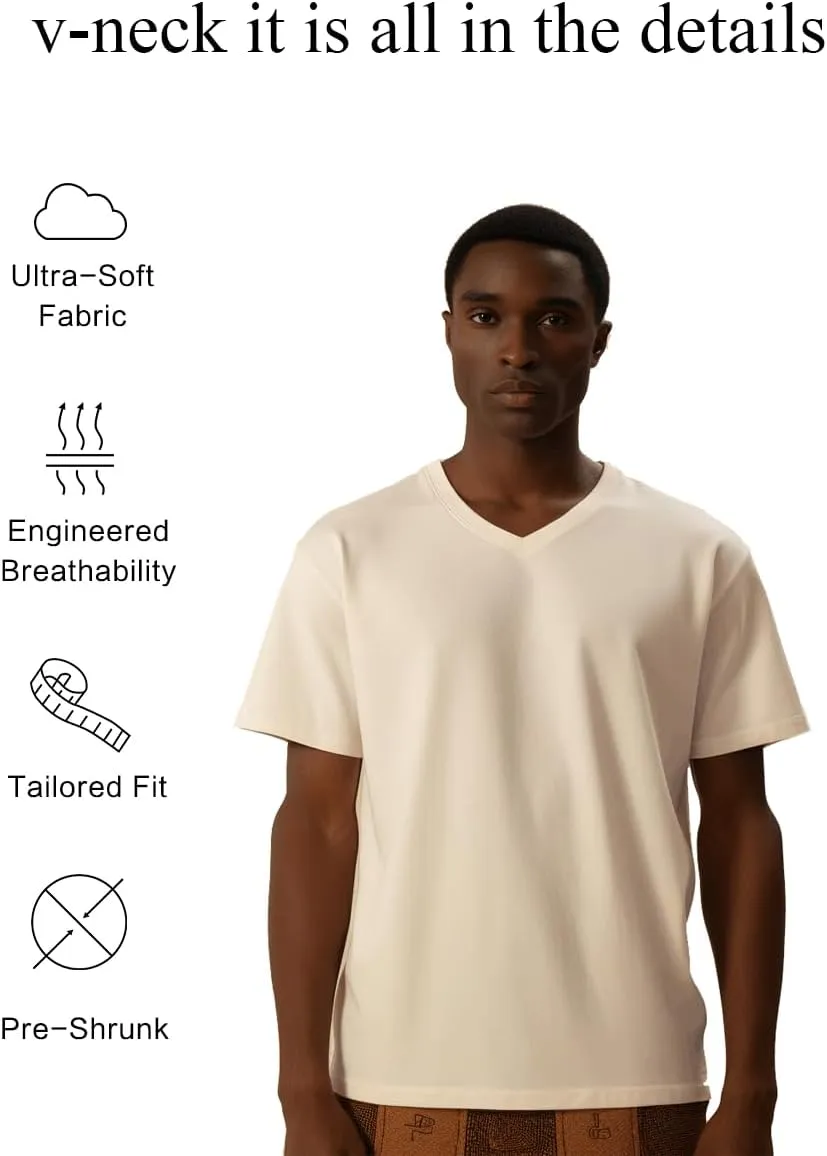 Cotton Blend Tshirts V-Neck Short Sleeve for Men Undershirt V Neck,Quick-Dry Gym Workout Breathable T-Shirt