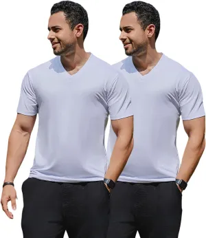 Cotton Blend Tshirts V-Neck Short Sleeve for Men Undershirt V Neck,Quick-Dry Gym Workout Breathable T-Shirt