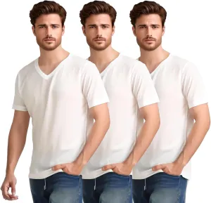 Cotton Blend Tshirts V-Neck Short Sleeve for Men Undershirt V Neck,Quick-Dry Gym Workout Breathable T-Shirt
