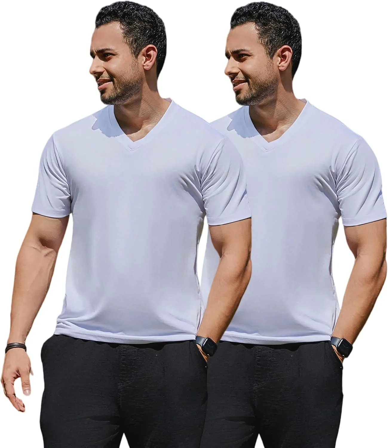 Cotton Blend Tshirts V-Neck Short Sleeve for Men Undershirt V Neck,Quick-Dry Gym Workout Breathable T-Shirt
