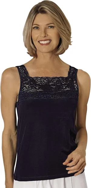 Cuddl Duds Peek-A-Boo Camisole, Navy, 2X