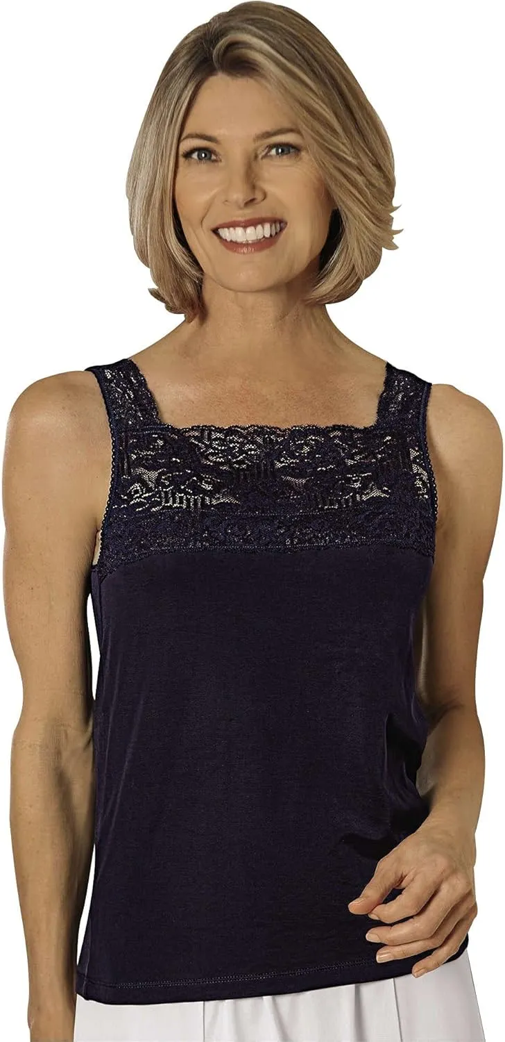 Cuddl Duds Peek-A-Boo Camisole, Navy, 2X