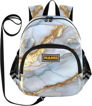 Custom Cute Ears Mini Kids Backpack Leash Boys Girls Anti-Lost Personalized Diaper Bag Backpack with Reflective Strip M Marble Silver Neutral