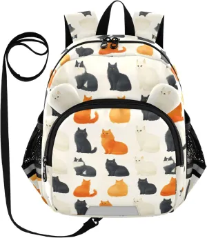 Cute Ears Kids School Backpack Leash Little Girls Anti-Lost Personalized Diaper Bag Backpack with Reflective Strip S Chic Norwegian Personalized Cat Cats Neutral