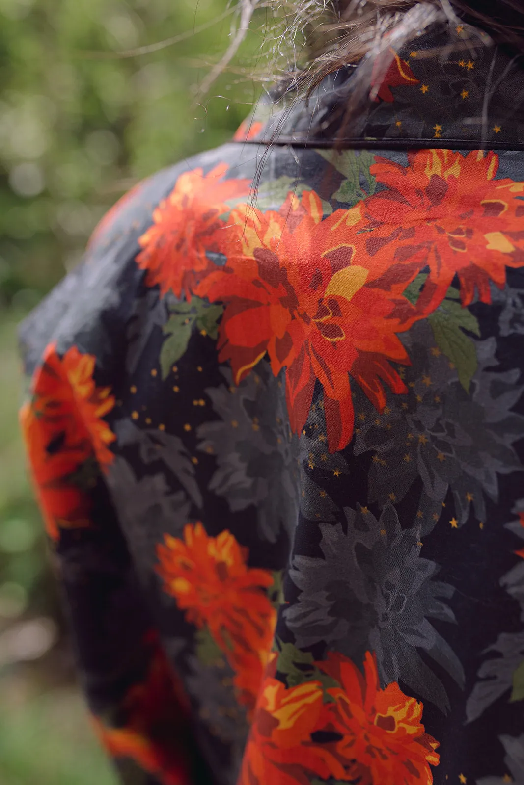 Dahlia Floral Print Reversible Kimono Robe