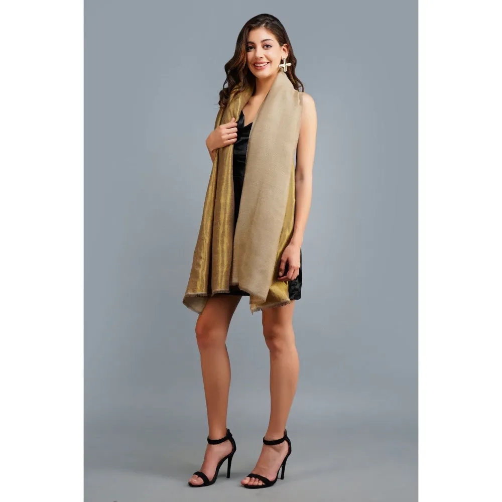 Dusala India Gold & Beige Reversible Handwoven Zari Reversible Shawl
