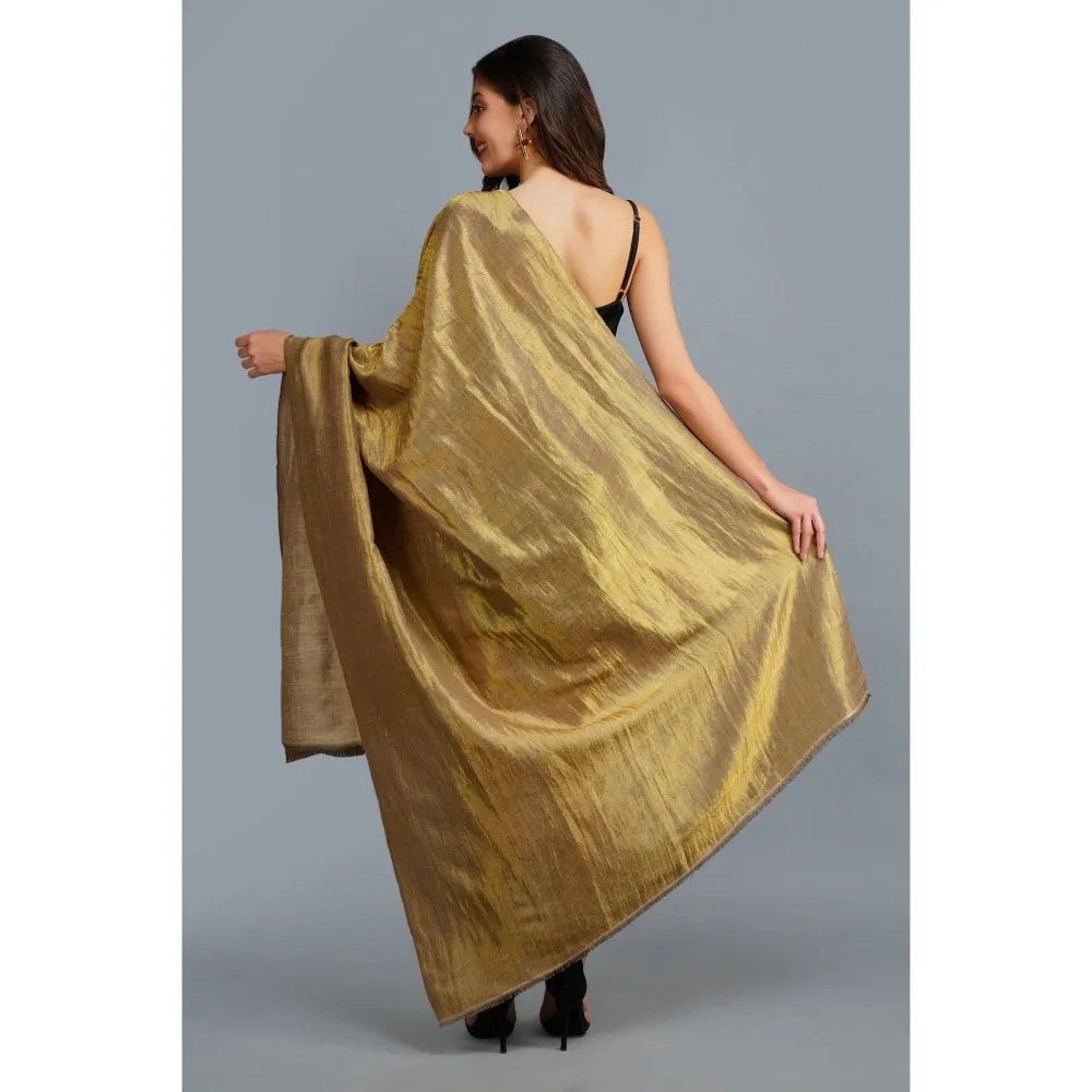 Dusala India Gold & Beige Reversible Handwoven Zari Reversible Shawl