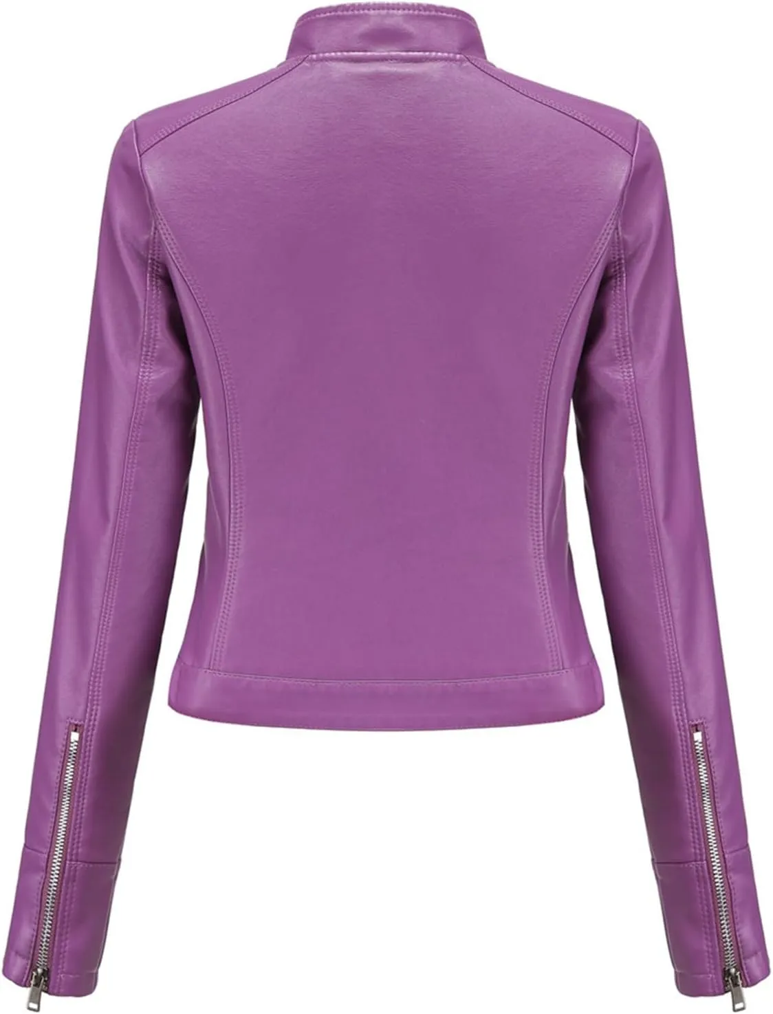 Faux Leather Jacket for Women 2024 Solid Zip Up Long Sleeve Motorcycle Jackets Slim Fit Ging Out Crop Coat