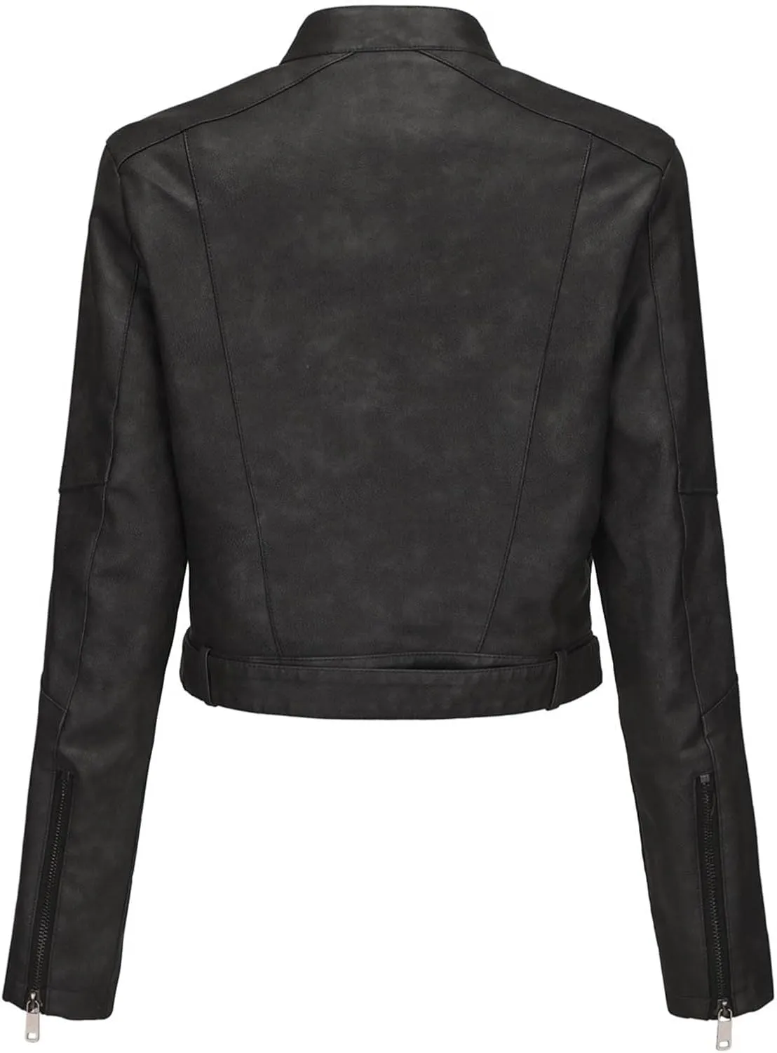Faux Leather Jacket for Women 2024 Solid Zip Up Long Sleeve Motorcycle Jackets Slim Fit Ging Out Crop Coat