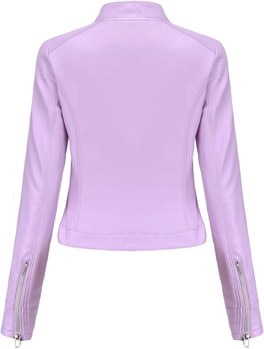 Faux Leather Jacket for Women 2024 Solid Zip Up Long Sleeve Motorcycle Jackets Slim Fit Ging Out Crop Coat