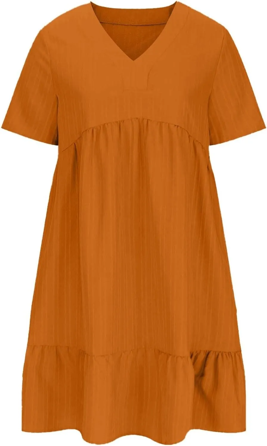 Flowy Dresses for Women 2025 Summer Short Sleeve Beach Dress Ruffle Tiered Layered A-Line Sundress Travel Boho Dress
