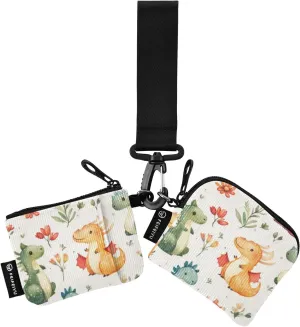 Funny Dragon Neutral Beige Women's Wallets Card Cases Slim Portable Wristlet Wallet Key Holder with Wristle Strap for Work Travel 2 Pcs