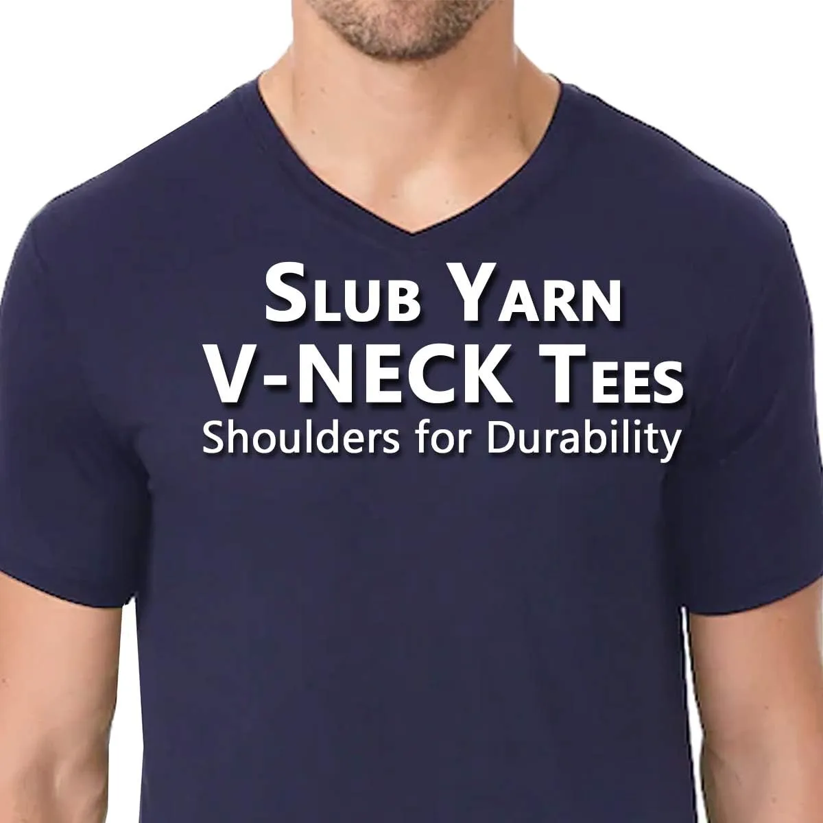 Galaxy by Harvic Men's Short Sleeve V-Neck Cotton Stretch Tees