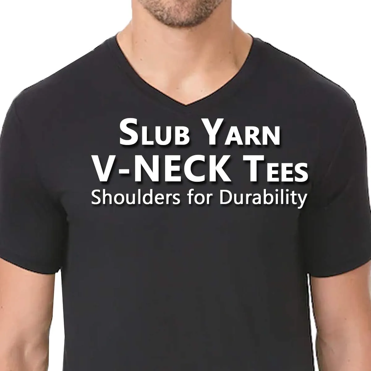 Galaxy by Harvic Men's Short Sleeve V-Neck Cotton Stretch Tees