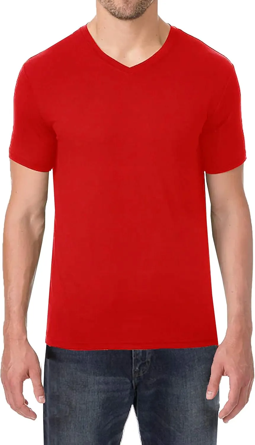 Galaxy by Harvic Men's Short Sleeve V-Neck Cotton Stretch Tees