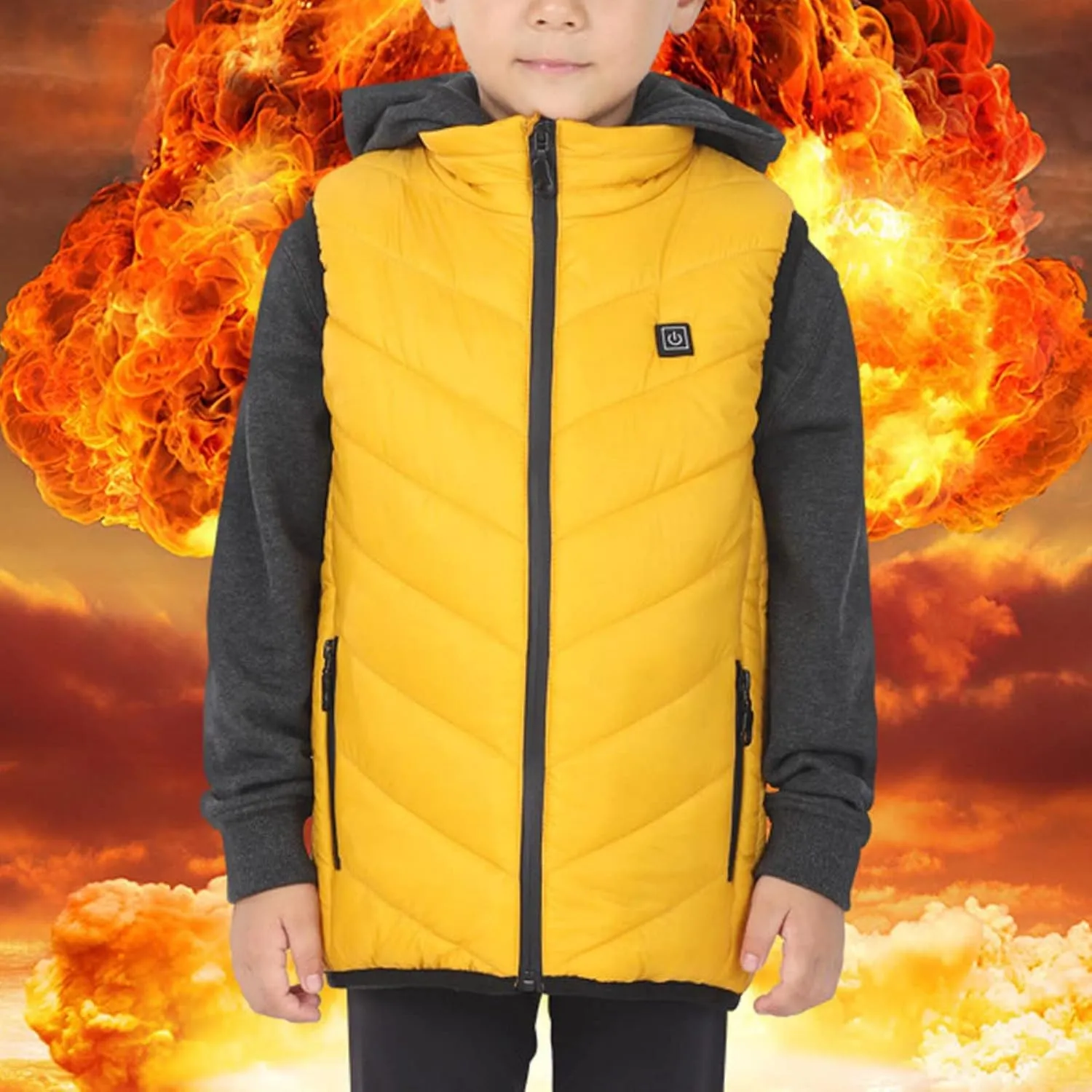 Girls Boys USB Electric Heated Vest Winter Ski Suit Kids Heating Waistcoat Down Jacket Outwear