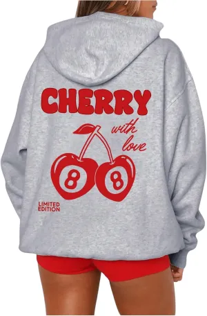 GORGLITTER Women's Cute Cherry Graphic Hoodies Pullover Aesthetic Preppy Hooded Sweatshirts