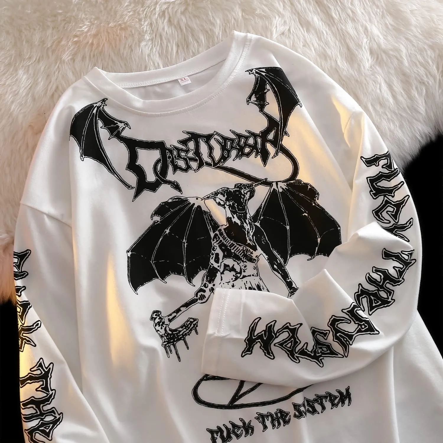 Gothic Cartoon Horror Graphic T-Shirt Women Character Print Loose Punk Japanese Pullover Top Harajuku Street Tees 
