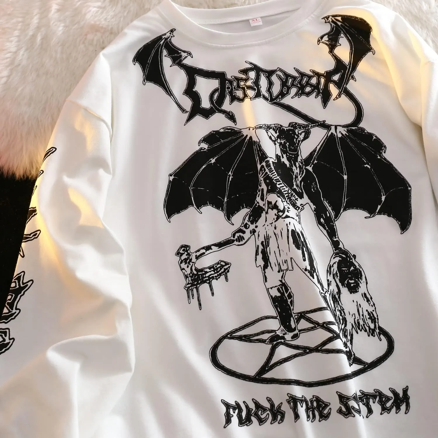Gothic Cartoon Horror Graphic T-Shirt Women Character Print Loose Punk Japanese Pullover Top Harajuku Street Tees 