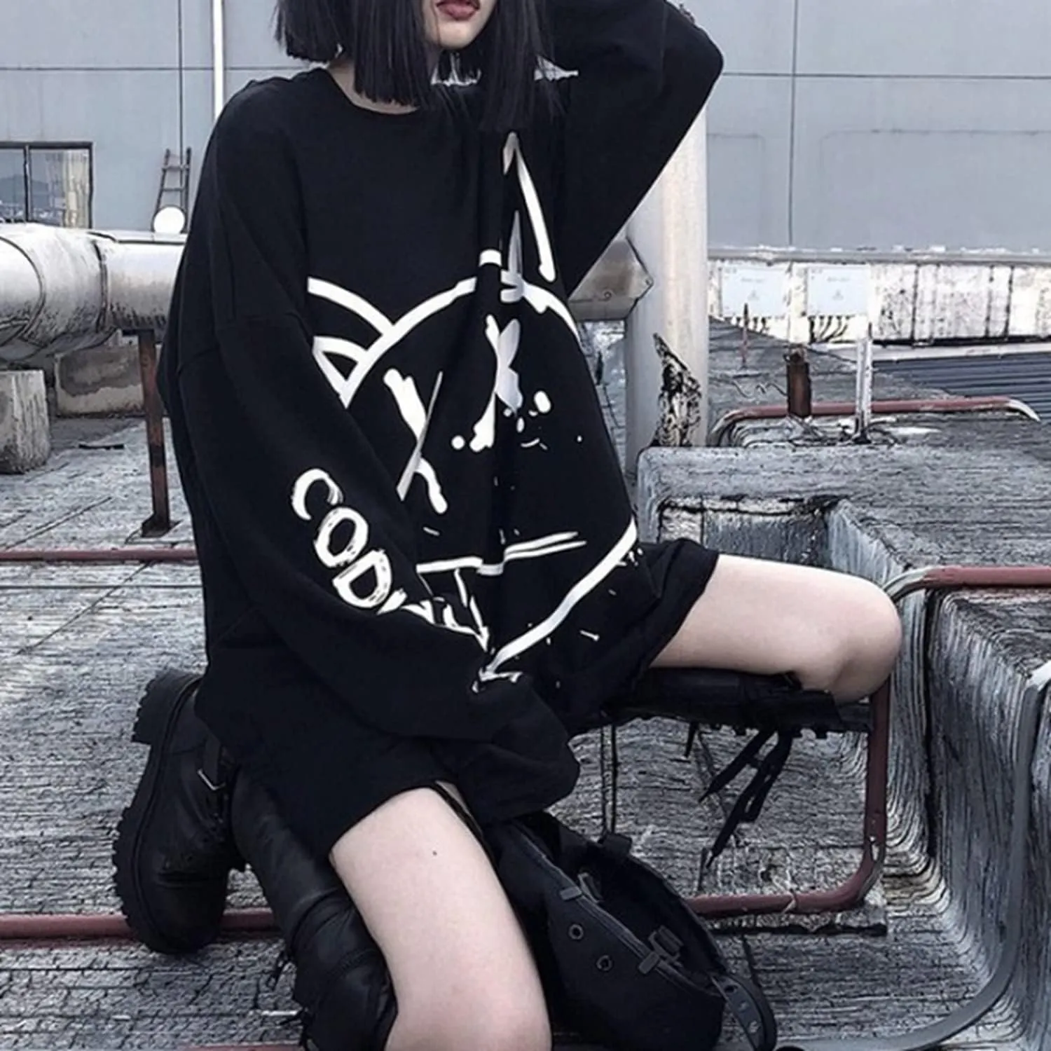 Gothic Cartoon Horror Graphic T-Shirt Women Character Print Loose Punk Japanese Pullover Top Harajuku Street Tees 